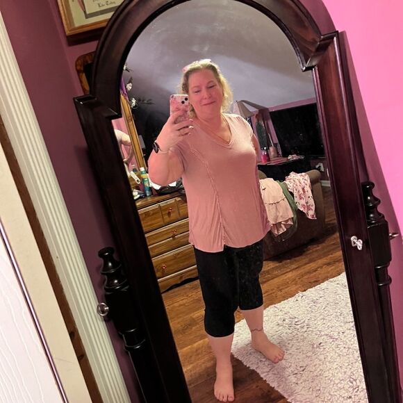 Knox Rose XL Pink Top Lace Inset Lace-up Back Boho - Picture 3 of 12